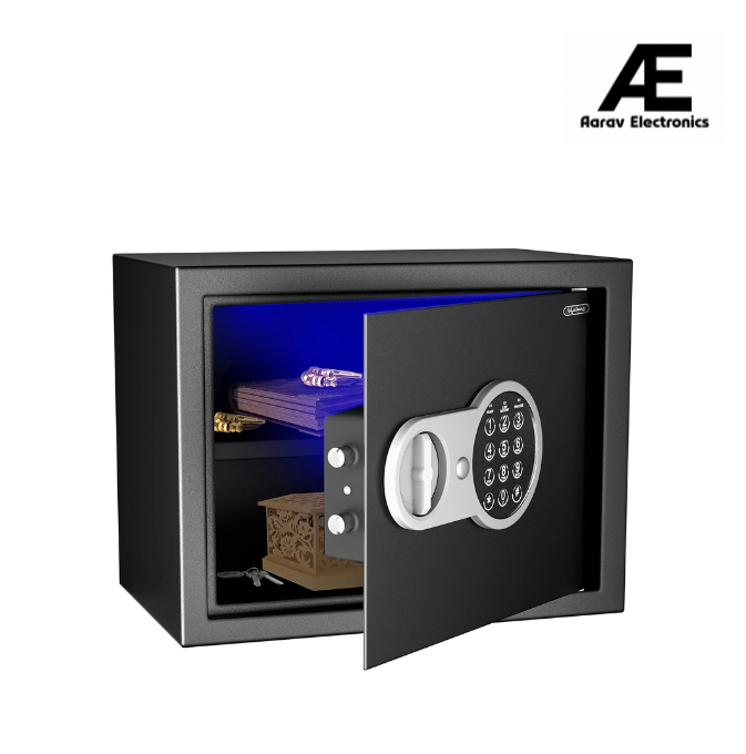 Lifelong 22 L Carbon Steel Digital Safe Locker Box For Home &amp; Office | Inbuilt LED Light | Essential Smart Home Locker for Gold, Jewellery, Cash | Tijori Box, Wardrobe Compatible, 1 Yr Warranty, Black