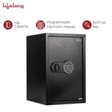 Lifelong 56 L Digital Safe Locker Box For Home & Office | Essential Smart Home Locker For Gold, Jewellery, Cash | Tijori Box | Electoric Keypad & Keys | Wardrobe Compatible, 1 Yr Warranty, Black