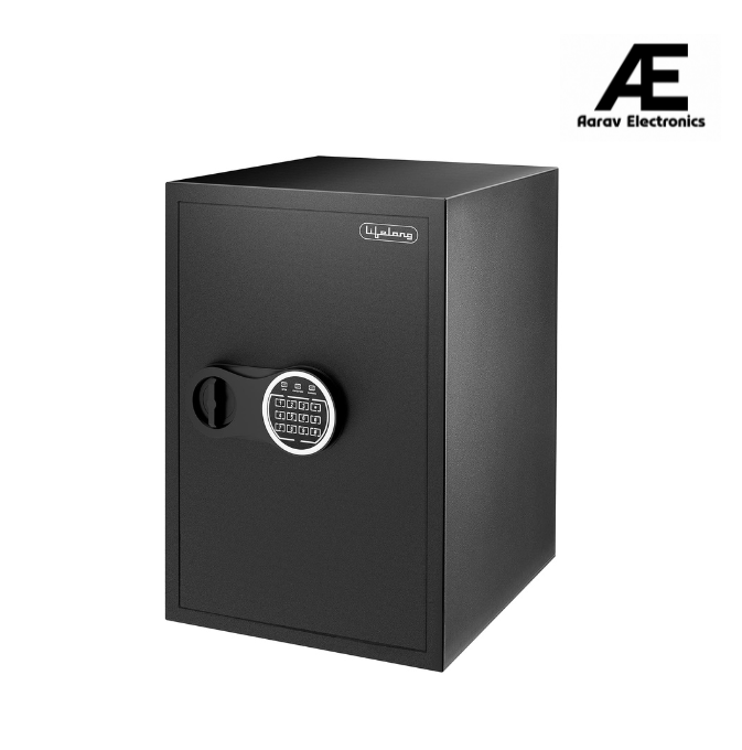 Lifelong 56 L Digital Safe Locker Box For Home & Office | Essential Smart Home Locker For Gold, Jewellery, Cash | Tijori Box | Electoric Keypad & Keys | Wardrobe Compatible, 1 Yr Warranty, Black