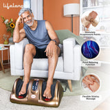 Lifelong Foot Massager Machine For Pain Relief With Heat &amp; Kneading Function - Also Used As Leg Calf Massager - Corded Electric Foot Massage Machine For Home With Customizable Settings (LLM81), Brown