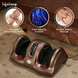 Lifelong Foot Massager Machine For Pain Relief With Heat &amp; Kneading Function - Also Used As Leg Calf Massager - Corded Electric Foot Massage Machine For Home With Customizable Settings (LLM81), Brown