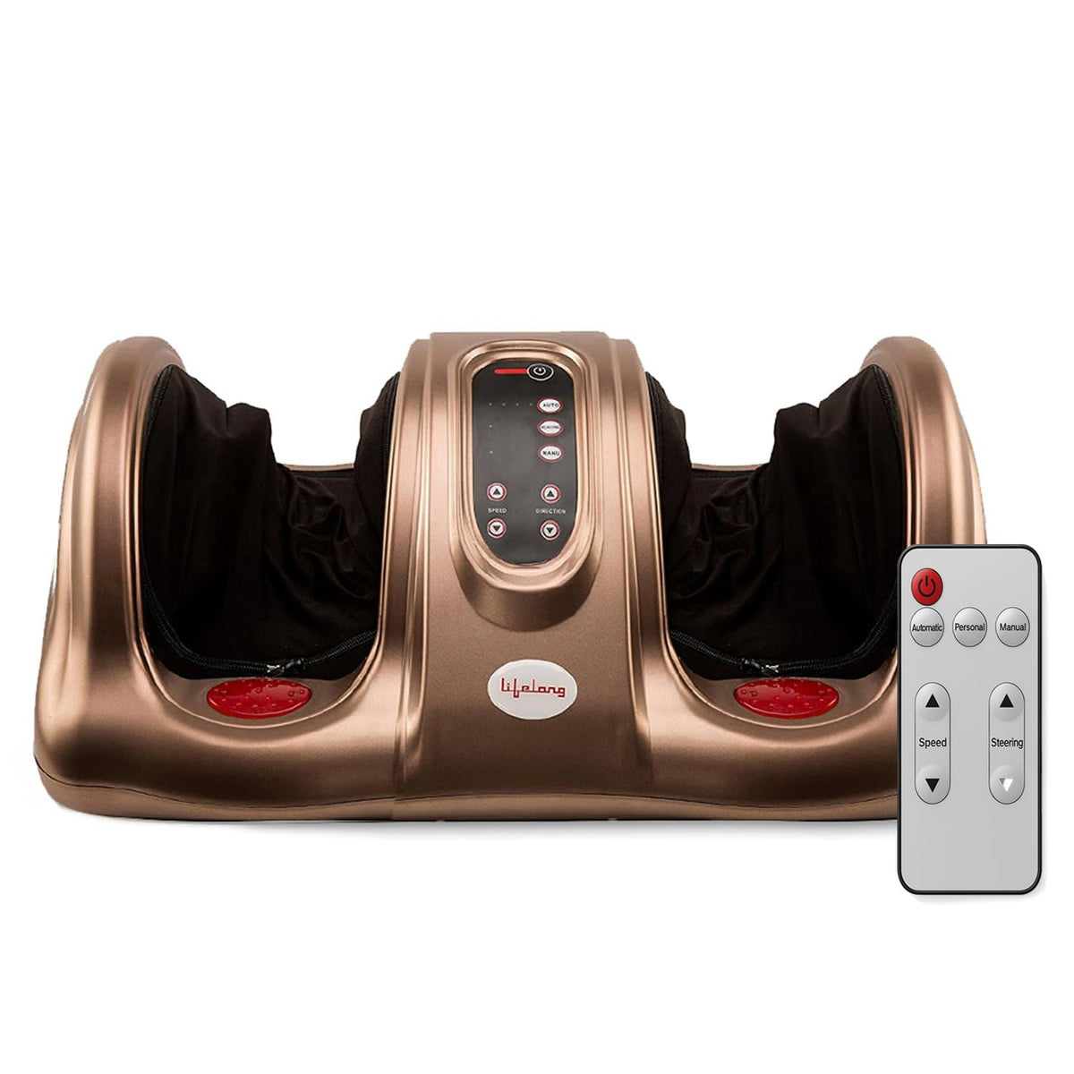 Lifelong Foot Massager Machine For Pain Relief With Heat &amp; Kneading Function - Also Used As Leg Calf Massager - Corded Electric Foot Massage Machine For Home With Customizable Settings (LLM81), Brown