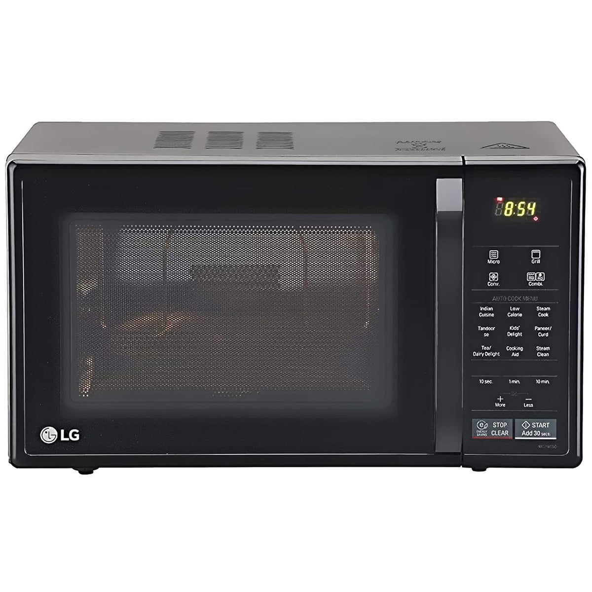LG 21 L Convection Microwave Oven (MC2146BG, Glossy Black, with Glass Door, 151 Auto Cook Menu, Quartz Heater, Health Plus Menu)