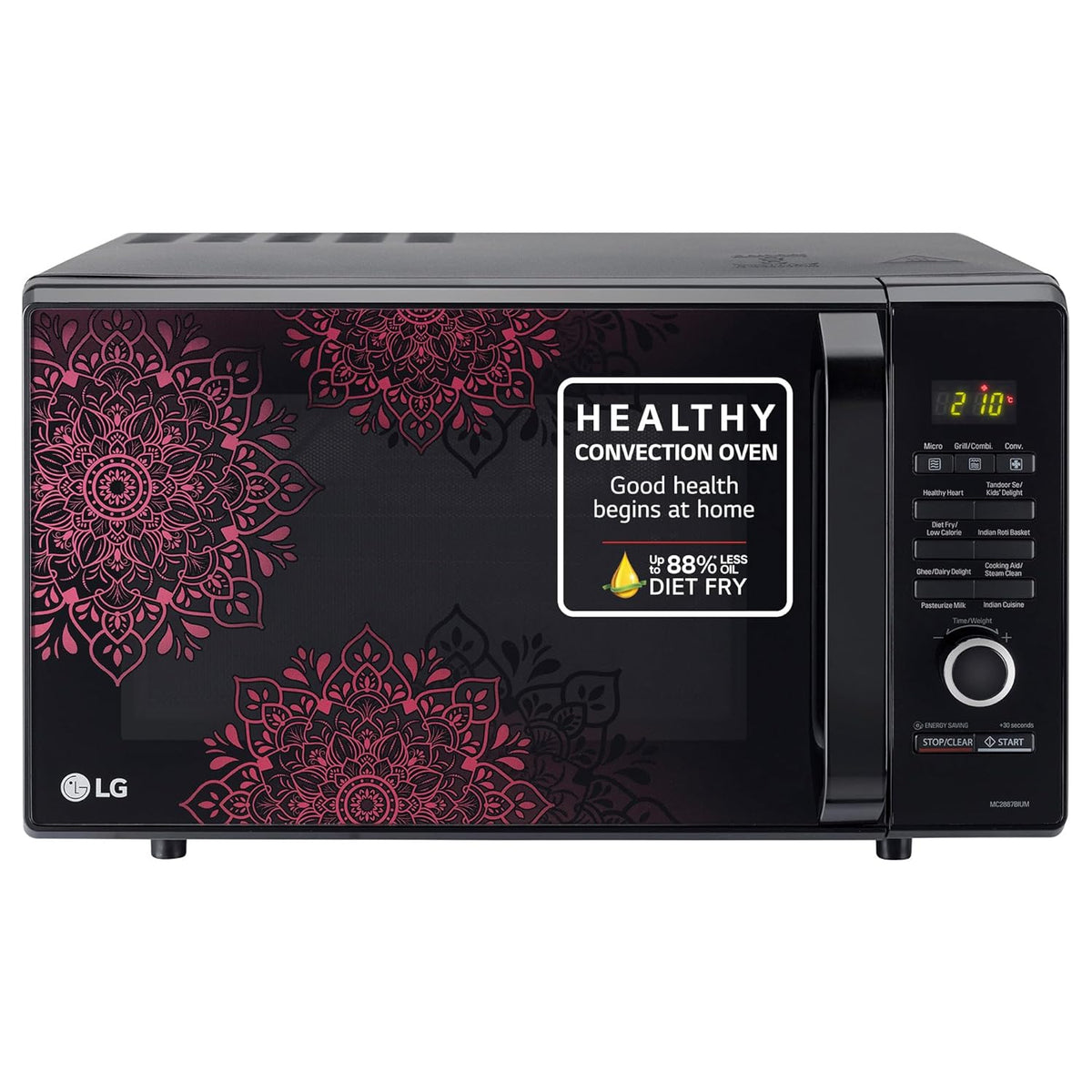 LG 28 L Convection Microwave Oven (MC2887BIUM, Black, Heart Friendly Recipes, 360° Motorised Rotisserie)