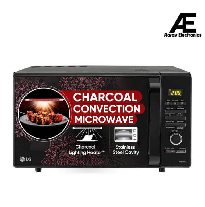 LG 28 L Charcoal Convection Healthy Microwave Oven (MJ2887BIUM, Black, Healthy Heart Recipes, Diet Fry, Pasteurized Milk, 360° Motorised Rotisserie &amp; 10 Years of warranty on Charcoal Heater)
