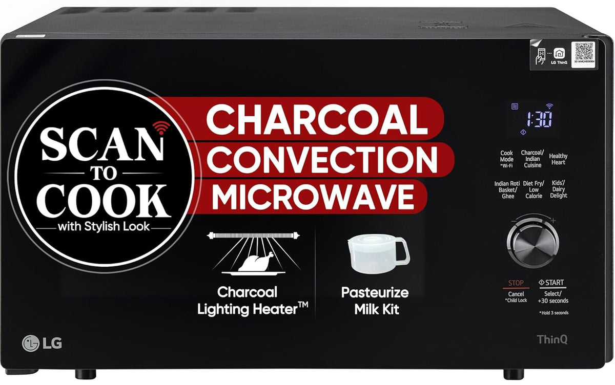 LG 28 L Wi-Fi Enabled Charcoal Convection Healthy Microwave Oven (MJEN286UFW, Black, Diet Fry)