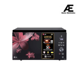 LG 32 L Charcoal Convection Microwave Oven with Charcoal Lighting Heater, 360° Motorised Rotisserie, Stainless Steel Cavity, Glass Touch & Dial Controls, Black Floral – MJEN326PK