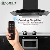 Faber Mystic 75 cm Filterless Kitchen Chimney with 1500 m³/hr Suction, BLDC Motor, Auto-Clean & Touch/Gesture Control – HOOD MYSTIC HC SC FL BK IN 75