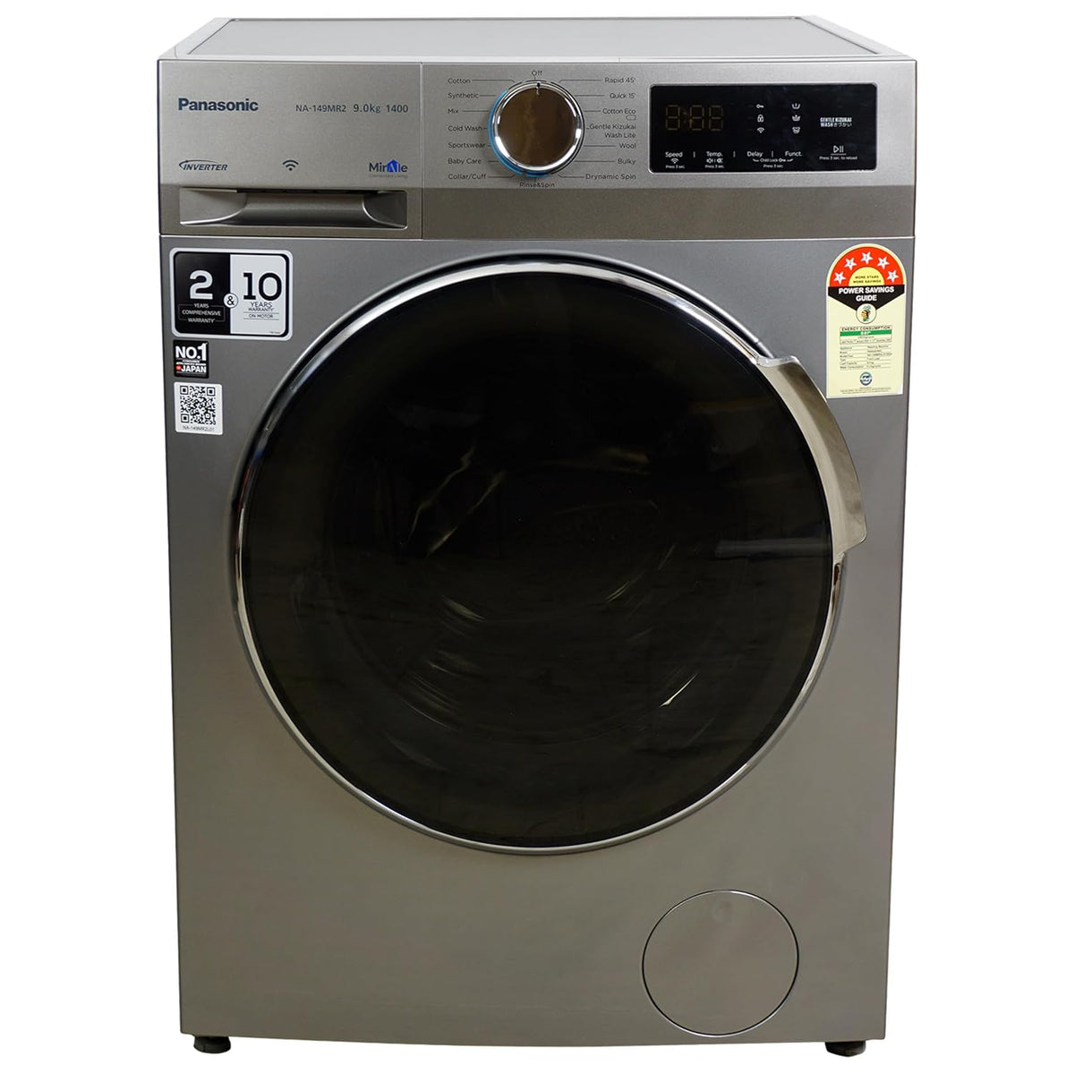 Panasonic 9 kg 5 Star Inverter Fully Automatic Front Loading Washing Machine with Built-In Heater &amp; 15 Wash Program (NA-149MR2L01,Dark Silver, 2024 Model)