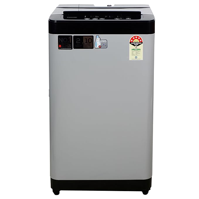 Panasonic 7.5 Kg 5 Star Fully-Automatic Top Load Washing Machine (2024 Model, NA-F75LR1MRB, Middle Free Silver, 8 Wash Program, Antibacterial Water Inlet)