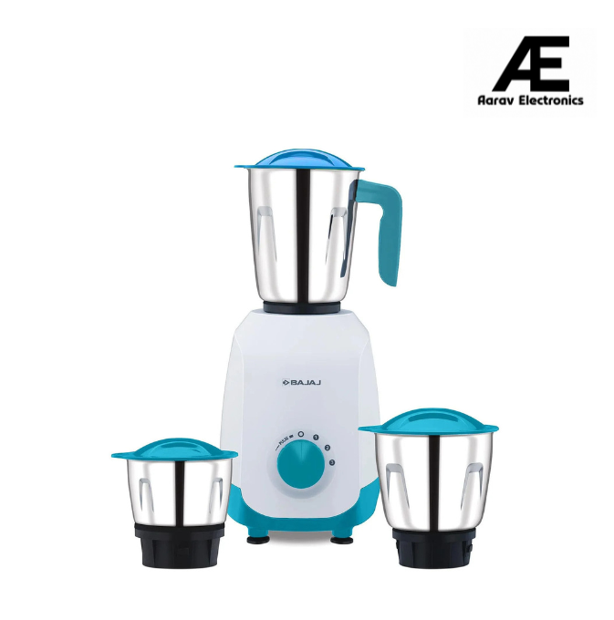 Bajaj Ninja Series NOTCH 500W Mixer Grinder (410651) with 3 Stainless Steel Jars | Titan Motor | Dura Cut Lifetime Blades | Radio Knob Control | 2-in-1 Function | French Blue | 2-Year Warranty