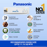 Panasonic 1 Ton 4 Star Wi-Fi Inverter Smart Split AC (Copper Condenser, 7 in 1 Convertible with True AI Mode, 4 Way Swing, PM 0.1 Air Purification Filter, CS/CU-NU12ZKY4W, White)