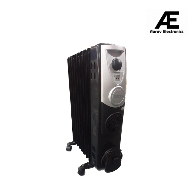 USHA OFR 4209 F PTC 2400W Oil Filled Radiator Room Heater with 09 Fins, 3 Heat Settings, Adjustable Thermostat, Built-in Fan, Overheat &amp; Tip-Over Protection (Black)