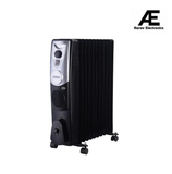 USHA OFR 4211 F PTC 2500W Oil Filled Radiator Room Heater with 11 Fins, 3 Heat Settings, Adjustable Thermostat, Built-in Fan, Overheat & Tip-Over Protection (Black)