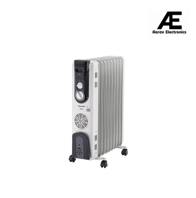 Morphy Richards OFR 09F 2400W Oil Filled Radiator Room Heater | 9 Fin | PTC Fan Heater | Adjustable Thermostat | Overheat Protection | Castor Wheels | Silent Operation | 2 Year Warranty | Grey