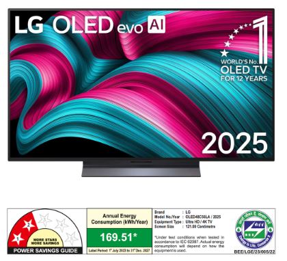 LG OLED evo AI 121cm (48) TV (C5), α9 Gen8 AI Processor 4K, VRR 144Hz, Dolby Vision &amp; Dolby Atmos, 2025