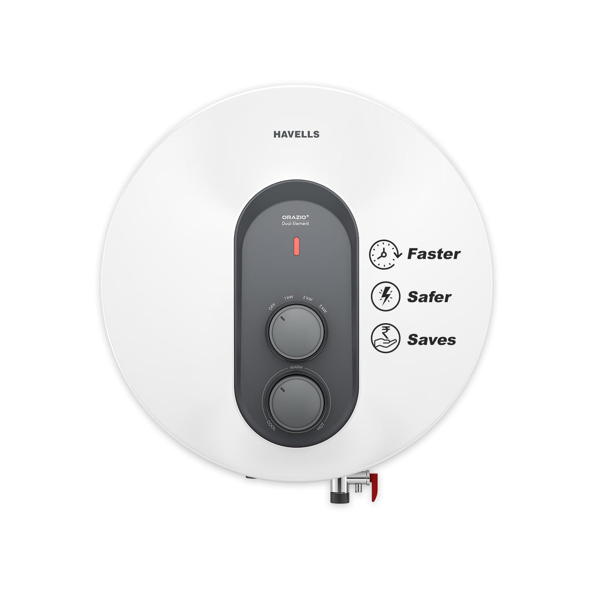 Havells Orazio+ 10L 5-Star Storage Water Heater (White Grey) | Fast Heating Geyser