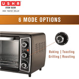 USHA Oven Toaster Griller (OTG) 20 L,Rotisserie,Bake, Grill, Roast, Toast,Upper &amp; Lower Heating,Cool Touch Handle,Customised Time &amp; Temperature Control,Easy To Clean,2 Year Warranty, Black, 1380 Watts