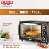 USHA Oven Toaster Griller (OTG) 20 L,Rotisserie,Bake, Grill, Roast, Toast,Upper &amp; Lower Heating,Cool Touch Handle,Customised Time &amp; Temperature Control,Easy To Clean,2 Year Warranty, Black, 1380 Watts
