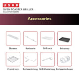 USHA 3635Rc 35L Oven Toaster Grill With Rotisserie And Convection For 360 Degree Even Cooking, 6 Mode Heating Function(Wine &amp; Matte Black), 1600 Watts, 35 liter
