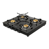 Faber 4 Burner Gas Cooktop with Brass Burners, Manual Ignition & Powder-Coated Finish – Cooktop Power 4BB BK