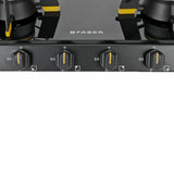 Faber 70 cm 4 Burner Gas Cooktop with Brass Burners, Manual Ignition, Toughened Glass & Easy-Clean Liftable Burners – HOB COOKTOP GENIUS 704 BK