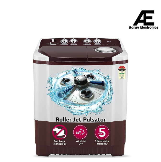 LG 8.5 kg 5 Star Semi-Automatic Top Load Washing Machine (P8530SRAZ, Burgundy, Roller Jet Pulsator)
