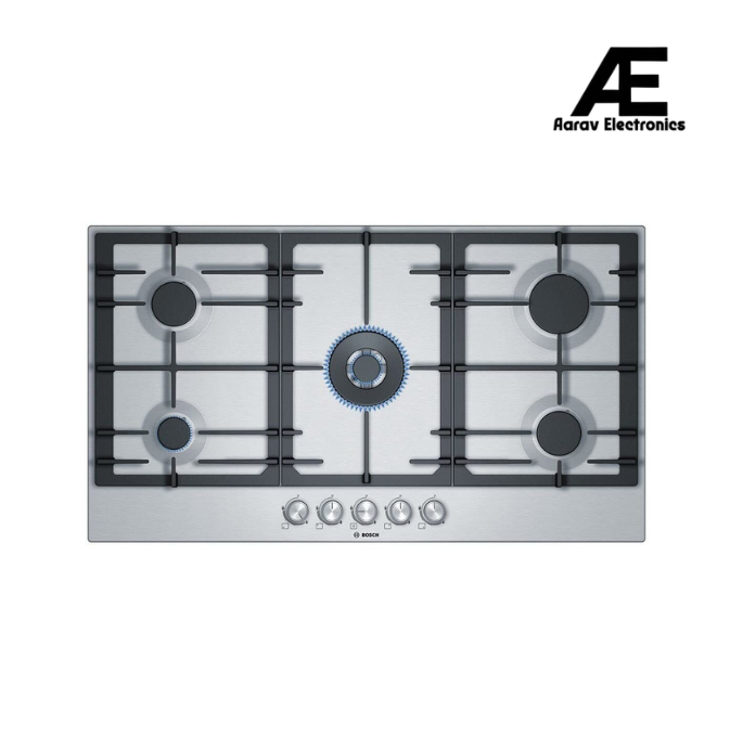 Bosch Serie | 6 Gas Hob 90 Cm, Stainless Steel 5 Burner (Built In) Gas Hob Pcq9B5O90I, Black,open