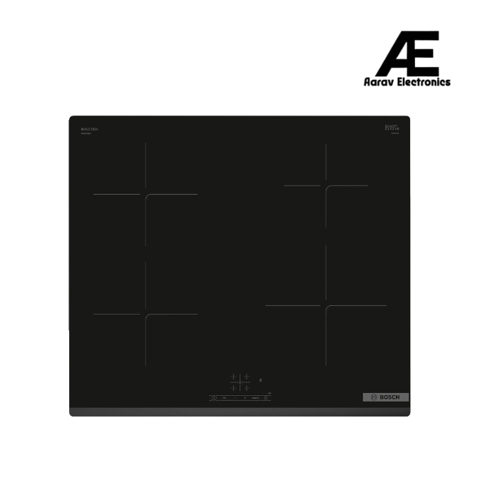 Bosch Series 4 60cm Induction Hob | 4 Cooking Zones | PowerBoost | TouchSelect Control | QuickStart & Restart | Frameless Black Glass - PIE63KBB5E