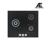 Bosch Series 4 60cm Gas Hob | 3 Burners | 4kW Wok Burner | Tempered Glass Surface | Flame Failure Safety Device | Cast Iron Pan Supports - PNC6B6B11I