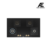 Bosch Built in Gas Hob Black Tempered glass Glass 4 Burner Auto Ignition 90 cm True Brass 2D Ring Burners with Matt Black Heat Shields & Cast Iron pan supports (PNF9B6F20I)