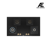 Bosch Built in Gas Hob Black Tempered glass Glass 4 Burner Auto Ignition 90 cm Full Brass 3D Ring Burners with Matt Black Heat Shields & Cast Iron pan supports (PNF9B6G20I)