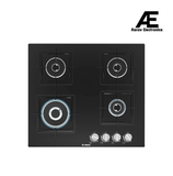 Bosch Built in Gas Hob Black Tempered glass Glass 4 Burner Auto Ignition 60 cm Italian Double Ring Burners (PNH6B6B12I)