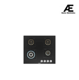 Bosch Built in Gas Hob Black Tempered glass Glass 4 Burner Auto Ignition 60 cm True Brass 2D Ring Burners with Glossy Black Heat Shields & Enameld pan supports (PNH6B6F10I)