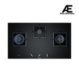 Bosch Series 6 Gas Hob 90 cm Black Tempered Glass with 3 Burners, StepFlame Technology & Wok Burner - PPW9A6B20I