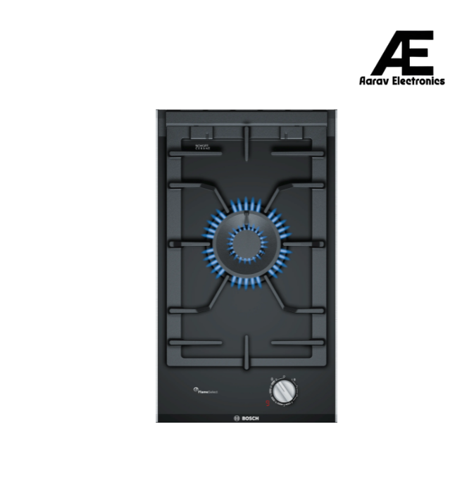 Bosch Series 8 Domino Gas Hob 30 cm Ceramic Black with Dual Wok Burner, StepFlame Technology & Flame Failure Safety - PRA3A6D70I