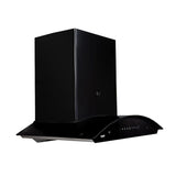 KAFF 60 CM Auto Clean Curved Glass Kitchen Chimney, 1180 m3/hr Suction Capacity with Motion Sensor, Touch Control, Heavy Duty SS Baffle Filter, Black Glass Front Panel (PRIMA TX DHC 60, Black)