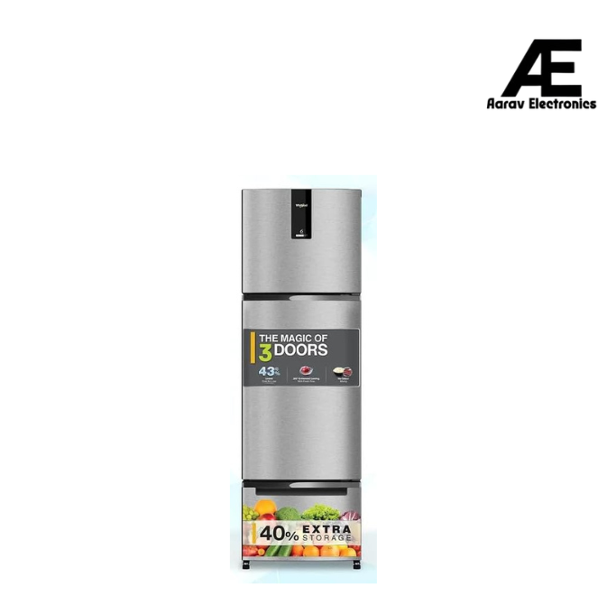 Whirlpool Protton NXT 237L 2 Star Frost Free Triple Door Refrigerator | Inverter Compressor | Microblock Technology | FreshFlow 360° Cooling | Active Deo | Athena Steel | PRONXT DF285 3D PRM