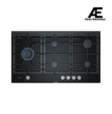 Bosch Series 8 Built-in Gas Hob 90 cm Ceramic Black with 5 Burners, StepFlame Technology & Dual Wok Burner - PRS9A6D70I