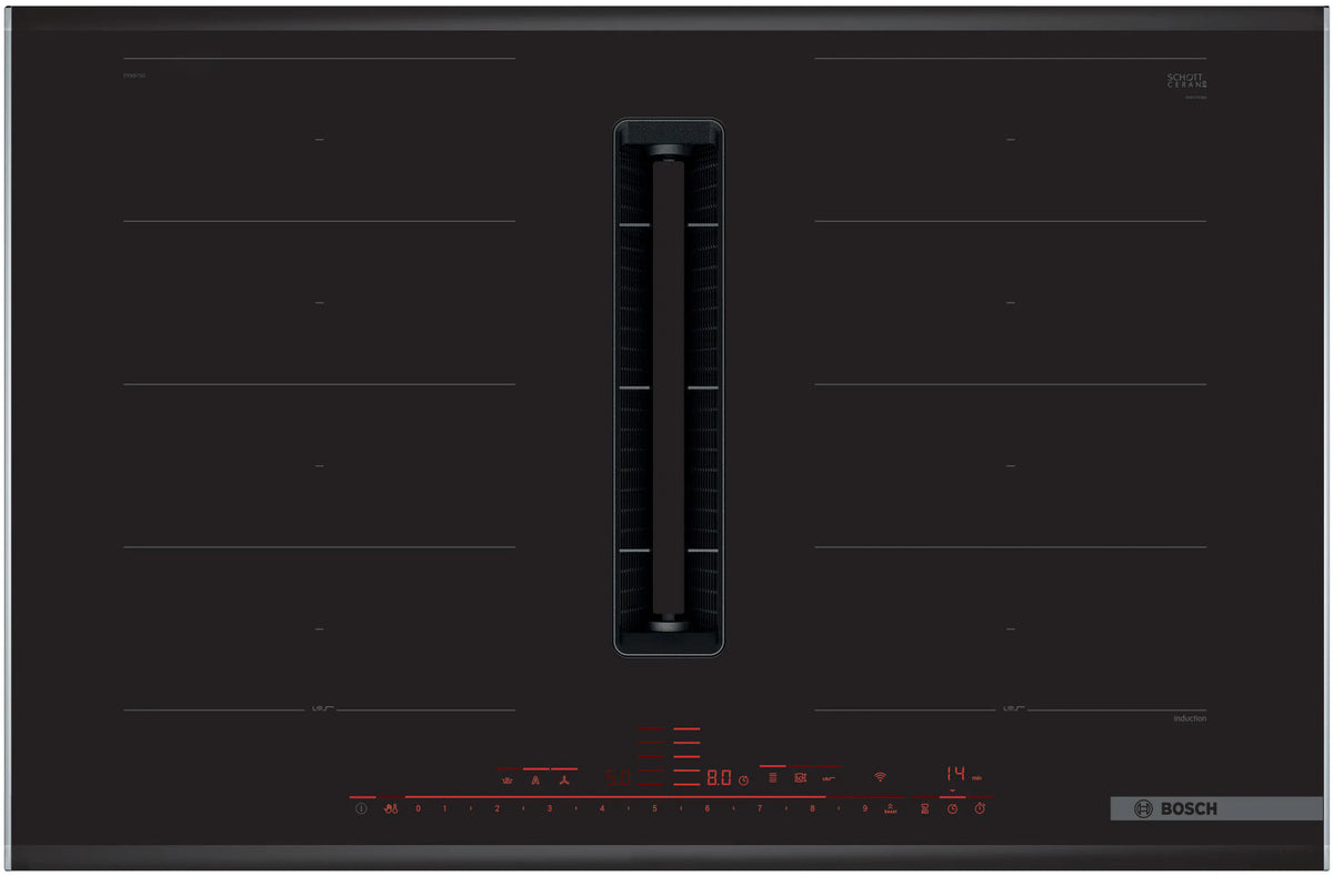 Bosch  Series 8 Induction hob with integrated ventilation system 80 cm surface mount with frame PXX875D67E