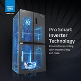 Voltas Beko, A Tata Product, 522 L(Gross), Inverter, Frost Free, French Four Door Side by Side Refrigerator (2026 Model, R4D522/FPV3N0RXID, Inox, with Harvest Fresh Technology)