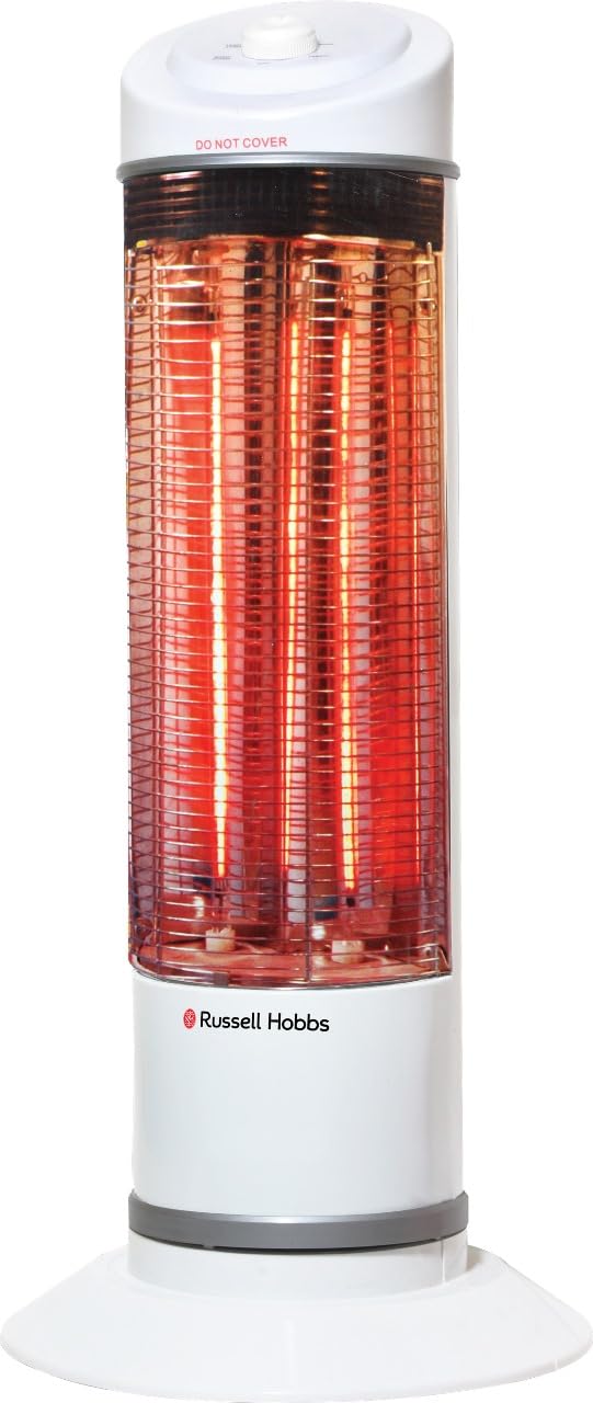 Russell Hobbs 1200W Carbon Infrared Electric Room Heater | 2 Heat Settings, Wide Oscillation, Double Carbon Tubes | 40% Less Power Consumption, Tip-Over Safety Protection
