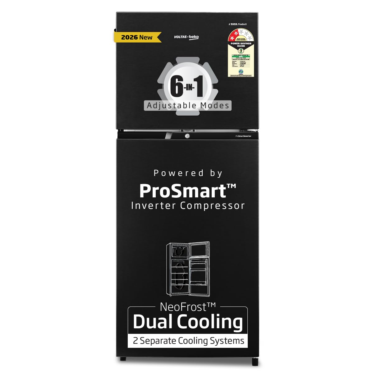 Voltas Beko 283 L Frost Free Double Door 2 Star Refrigerator (Wooden Black, RFF334C / 2WPV100RXBD)