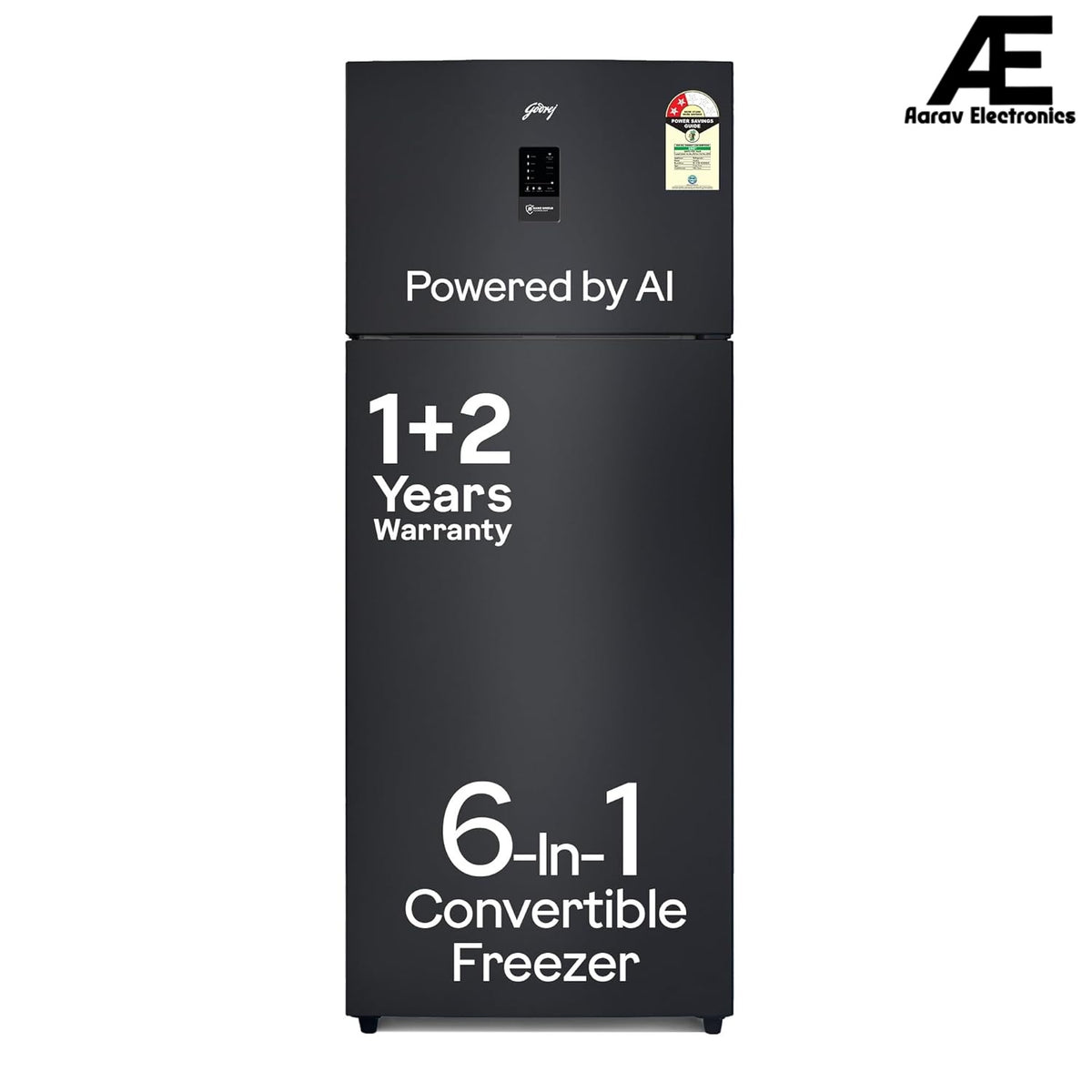 Godrej 472L 2 Star, 1+2 Years Warranty, AI Tech, 6-In-1 Convertible Freezer, 95%+ Food Surface Disinfection, Inverter Frost Free Double Door Refrigerator (RF EON 474B RCI MT BK, Matt Black)
