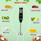 INALSA Hand Blender 1000 Watts with Chopper, Whisker| Variable Speed &amp; Turbo Speed Function|100% Copper Motor|1Liter|Low Noise |Anti-Splash Technology|Home&amp;kitchen|2 Year Warranty (Robot Inox 1000E)