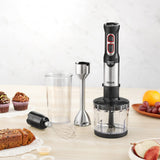 INALSA Hand Blender 1000 Watts with Chopper, Whisker| Variable Speed &amp; Turbo Speed Function|100% Copper Motor|1Liter|Low Noise |Anti-Splash Technology|Home&amp;kitchen|2 Year Warranty (Robot Inox 1000E)