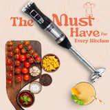 INALSA Stainless Steel Electric Hand Blender with 500W DC Motor|Variable &amp; Turbo Speed|Super Silent|Ultra Sharp SS Blade &amp; Detachable Stem|for Smoothie &amp; Juices,Whip,Chop-RobotInox500,Black/Silver