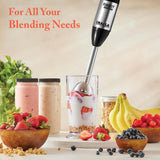 INALSA Stainless Steel Electric Hand Blender with 500W DC Motor|Variable &amp; Turbo Speed|Super Silent|Ultra Sharp SS Blade &amp; Detachable Stem|for Smoothie &amp; Juices,Whip,Chop-RobotInox500,Black/Silver