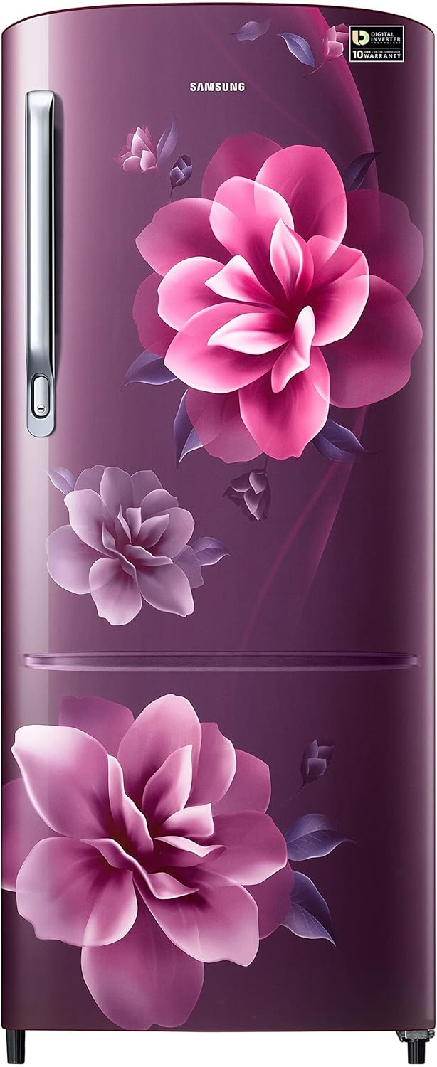 Samsung 183 L, 3 Star, Digital Inverter, Direct-Cool Single Door Refrigerator (RR20C2723CR/NL, Red, Camellia Purple)