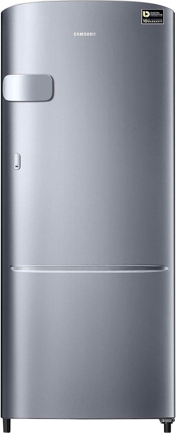 Samsung 183 L, 3 Star, Digital Inverter, Direct-Cool Single Door Refrigerator (RR20C2Y23S8/NL, Silver, Elegant Inox)